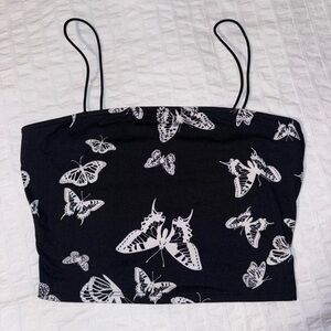 Black and White Butterfly Print Tank Top